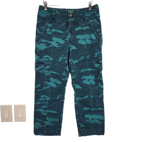 Anthropologie Pants - Anthropologie Austen High Rise Cargo Crop Pant Womens 30 Green Camo Canvas